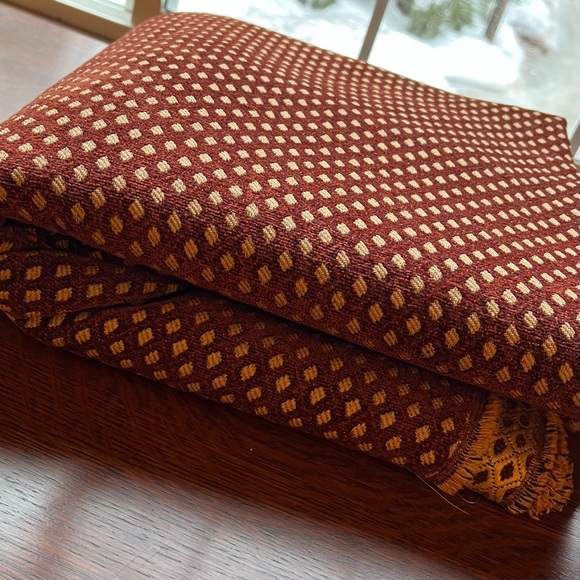 Vintage Other - Last drop- Upholstery Fabric Rust & Tan Diamond Pattern Tapestry, 4 plus yards